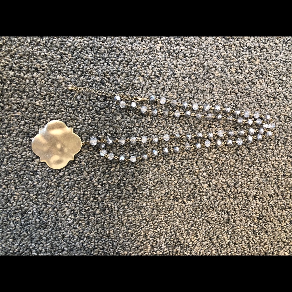 Gold Medallion Rhinestone Necklace - Picture 6 of 10
